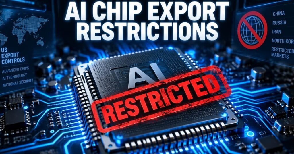 AI chip export restrictions 2026 semiconductor illustration