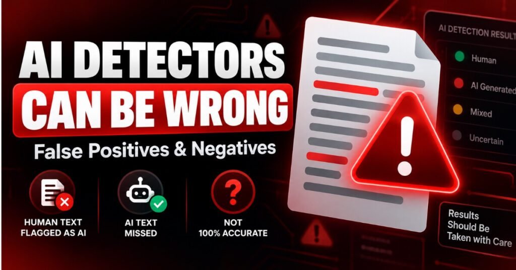 Warning about limitations of free AI detector tools