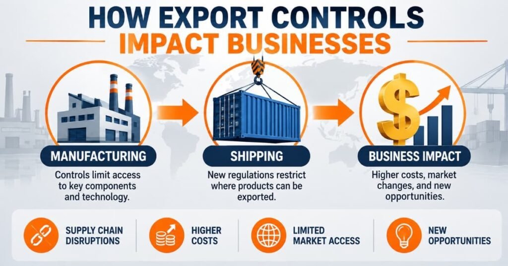 Business impact of tech export controls 2026 infographic