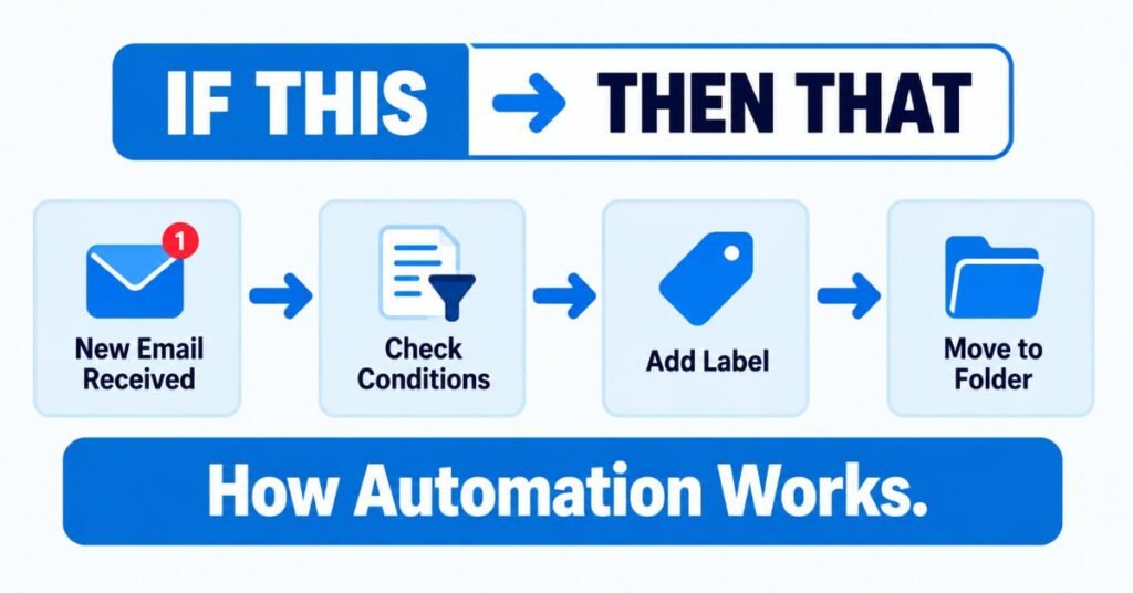 Flowchart illustrating how rule-based automation follows fixed if-then logic