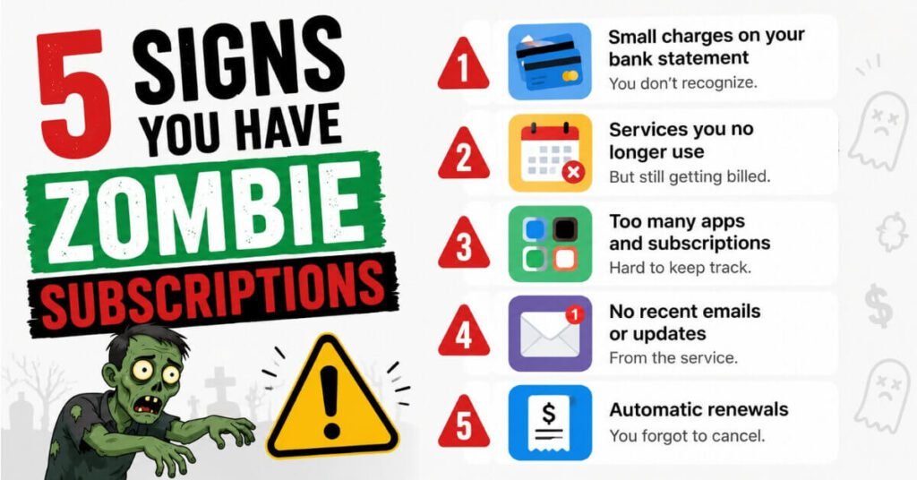 Warning signs of zombie subscriptions checklist
