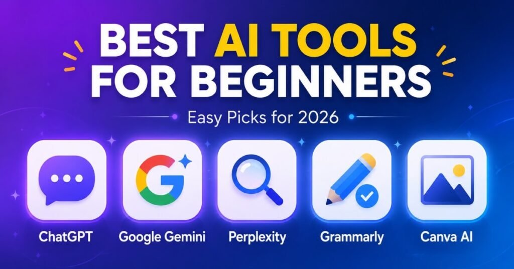 Best AI tools for beginners to try in 2026 guide banner