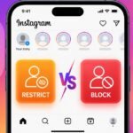 Instagram Restrict vs Block comparison icons on smartphone screen